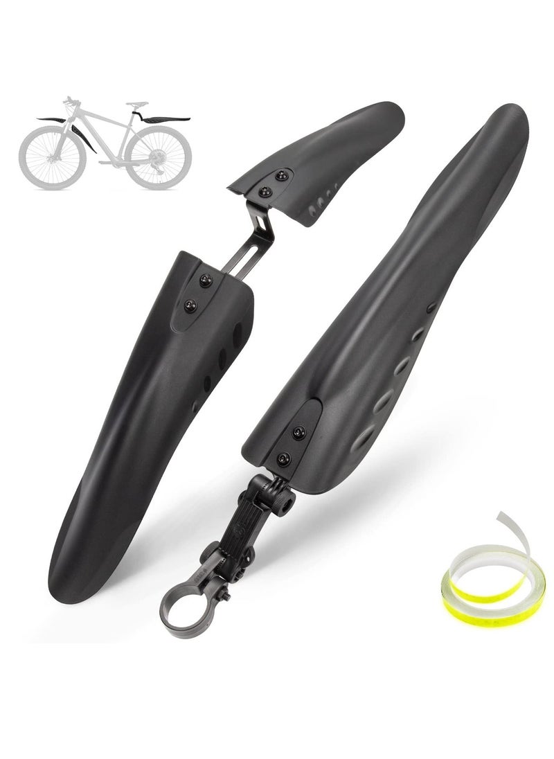Y&D Bike Fender Set with 26ft DIY Reflective Tape, Adjustable Bicycle Fenders for 22in 24in 26in 27.5in, 3 Parts-Universal Full Cover Thicken Widen, Front/Rear Mud Guards Fit MTB Mountain Road  - Image 1