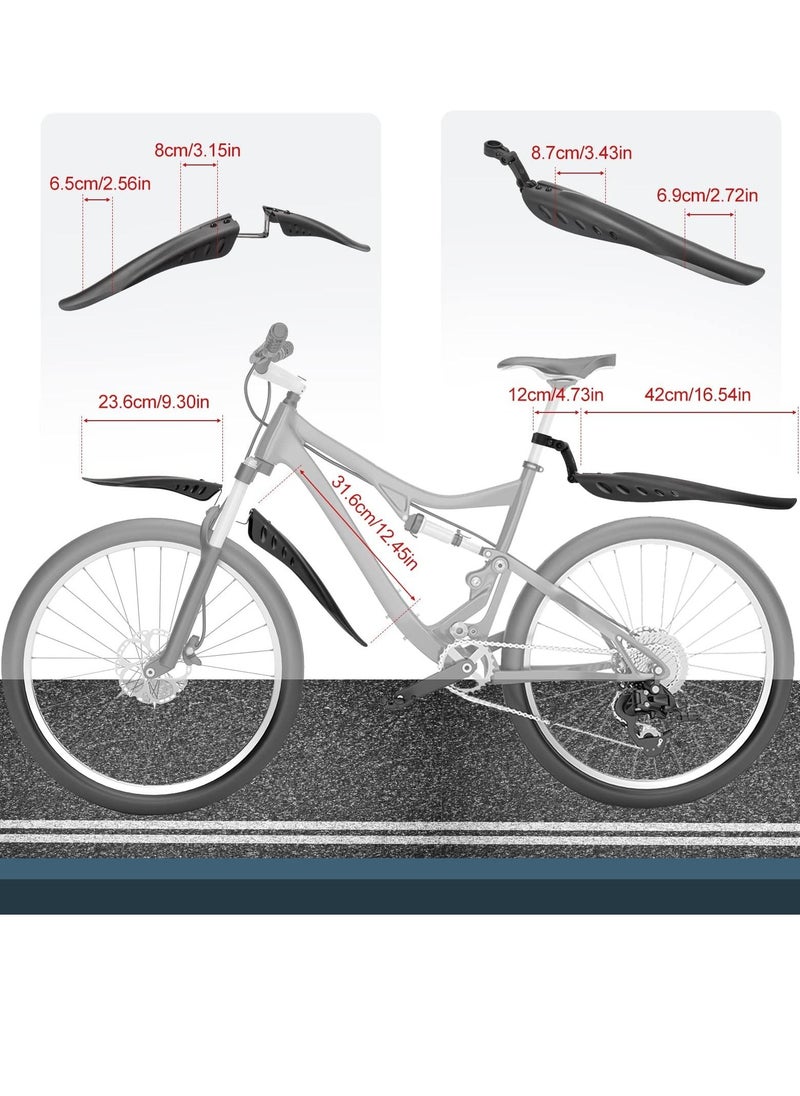 Y&D Bike Fender Set with 26ft DIY Reflective Tape, Adjustable Bicycle Fenders for 22in 24in 26in 27.5in, 3 Parts-Universal Full Cover Thicken Widen, Front/Rear Mud Guards Fit MTB Mountain Road  - Image 5