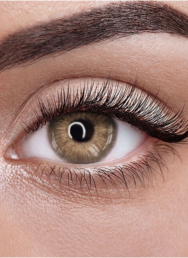 Unibling - Jupiter Brown Yearly Colored Contact Lenses, Unisex Cosmetic Contact Lenses, Enlargement Collection, Light Brown, With Case - Image 1