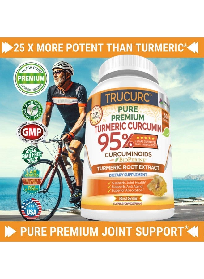 FRESH HEALTHCARE Trucurc Turmeric Curcumin with Black Pepper Supplement with 95% Pure Curcumin - Potent Joint Support Supplement - Max Absorption for Natural Joint Health Support - 60 Turmeric Capsules - Image 2