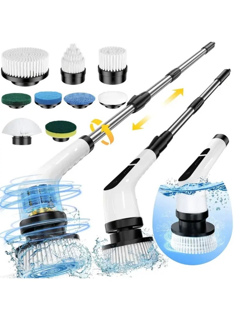 Electric Spin Scrubber Cordless Rechargeable Cleaning Brush with 9 Replaceable Brush Heads, Extendable Long Handle Bathroom Scrubber for Floor, Shower, Tile and Home Cleaning - Image 1