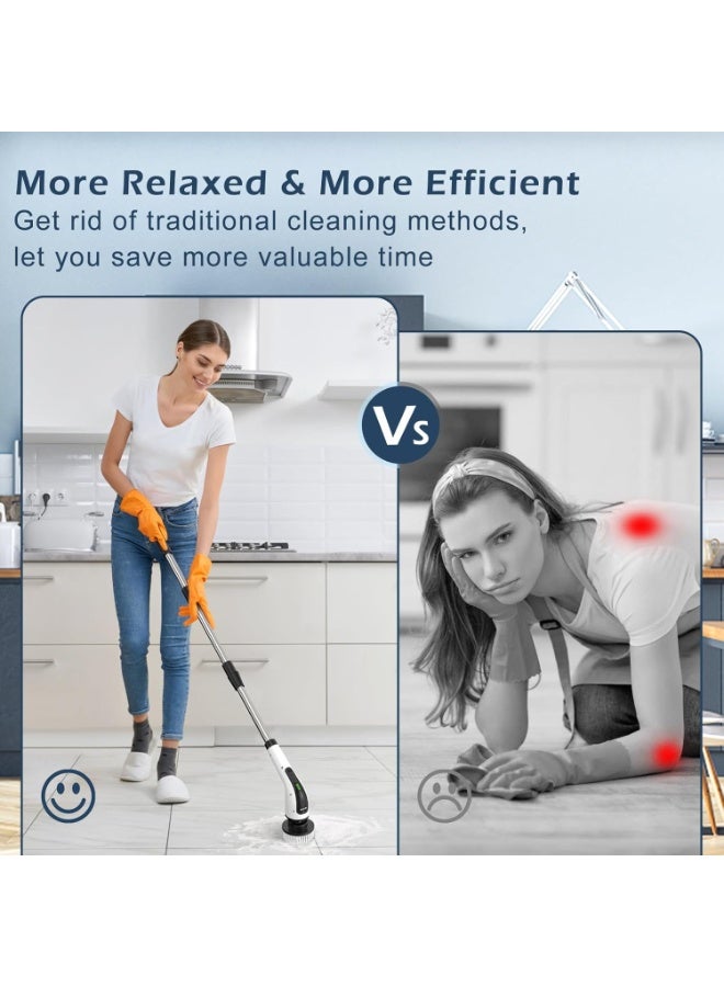 Electric Spin Scrubber Cordless Rechargeable Cleaning Brush with 9 Replaceable Brush Heads, Extendable Long Handle Bathroom Scrubber for Floor, Shower, Tile and Home Cleaning - Image 3