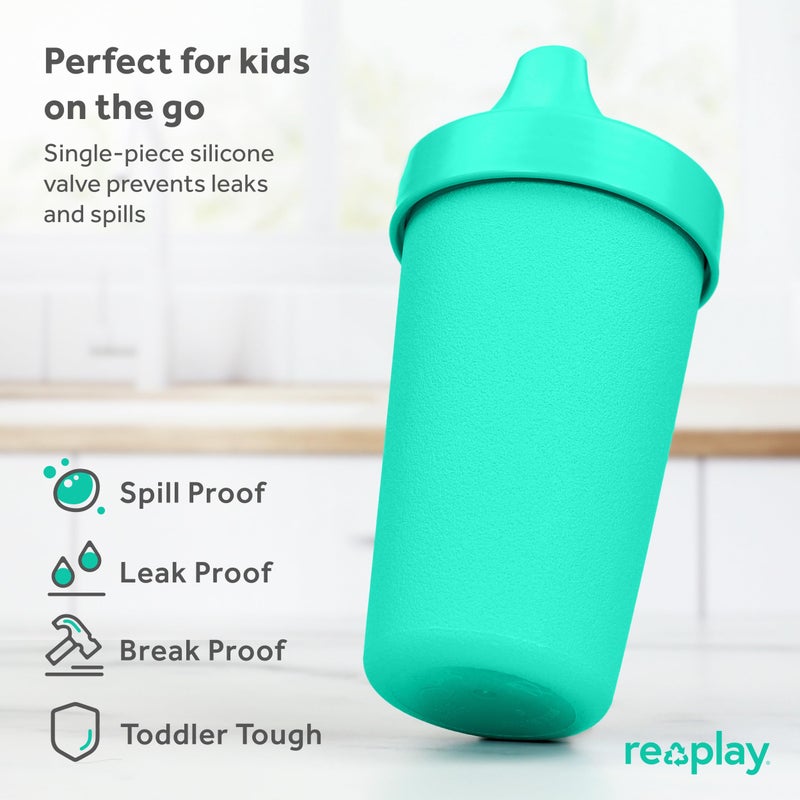 ري بلاي Made in USA 10 Oz. Sippy Cups for Toddlers, Set of 3 - Reusable Spill Proof Cups for Kids, Dishwasher/Microwave Safe - Hard Spout Sippy Cups for Toddlers 3.13 x 6.25 - Image 2