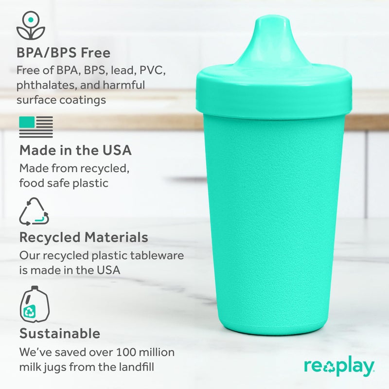ري بلاي Made in USA 10 Oz. Sippy Cups for Toddlers, Set of 3 - Reusable Spill Proof Cups for Kids, Dishwasher/Microwave Safe - Hard Spout Sippy Cups for Toddlers 3.13 x 6.25 - Image 3