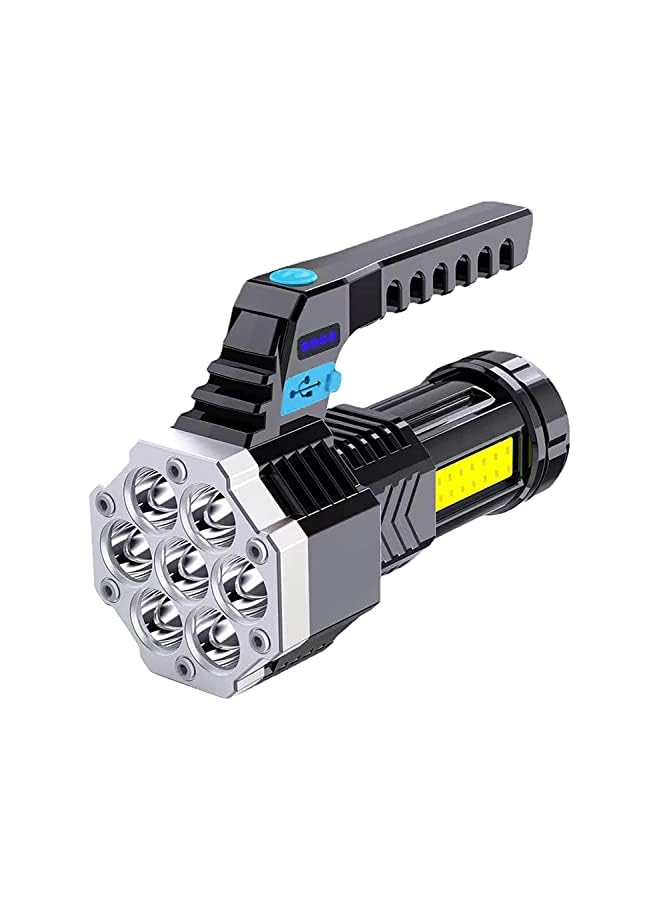 promass Super Bright LED Torch, Handheld Rechargeable LED Flashlight, Camping Lantern, Searchlight with Handle, for Camping Hunting Hiking, Black - Image 2