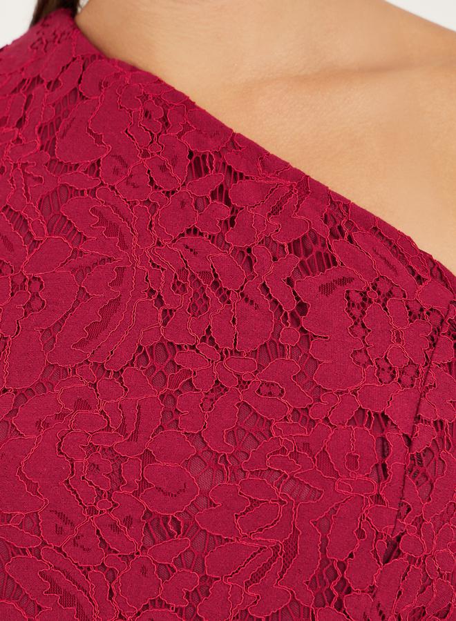 Styli One Shoulder Balloon Sleeve Lace Blouse - Image 4