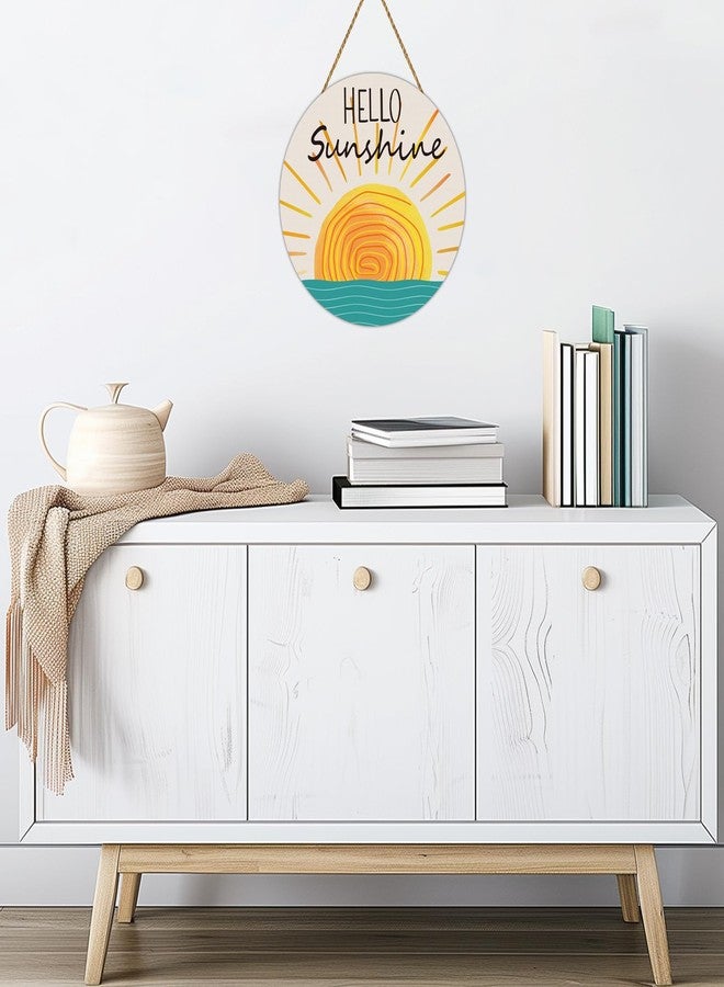 YUNKKIN Summer Decor Wreaths for Front Door Hello Sunshine Door Decor Wooden Front Door Hanger Hanging Sign Pool Decorations for Spring Summer Office Porch Wall Home Decorations - Image 5