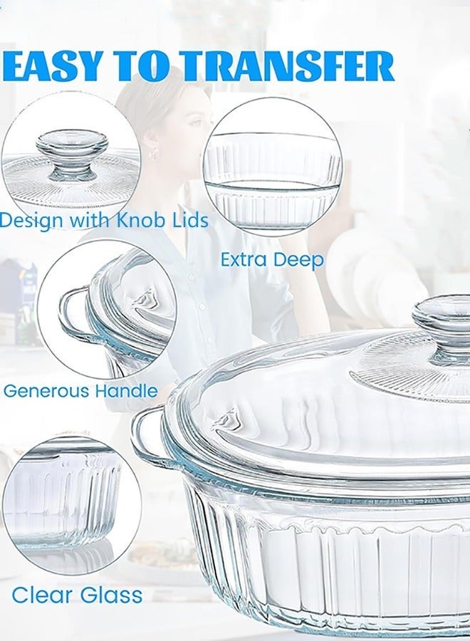 Arabest Glass Casserole Baking Dish, Set of Casseroles With Glass Lids, 2.8L Oval Glass Casserole Dish, Borosilicate Glass, Large Oval Casserole Dish for Oven, Casserole Dish with Lid - Image 2