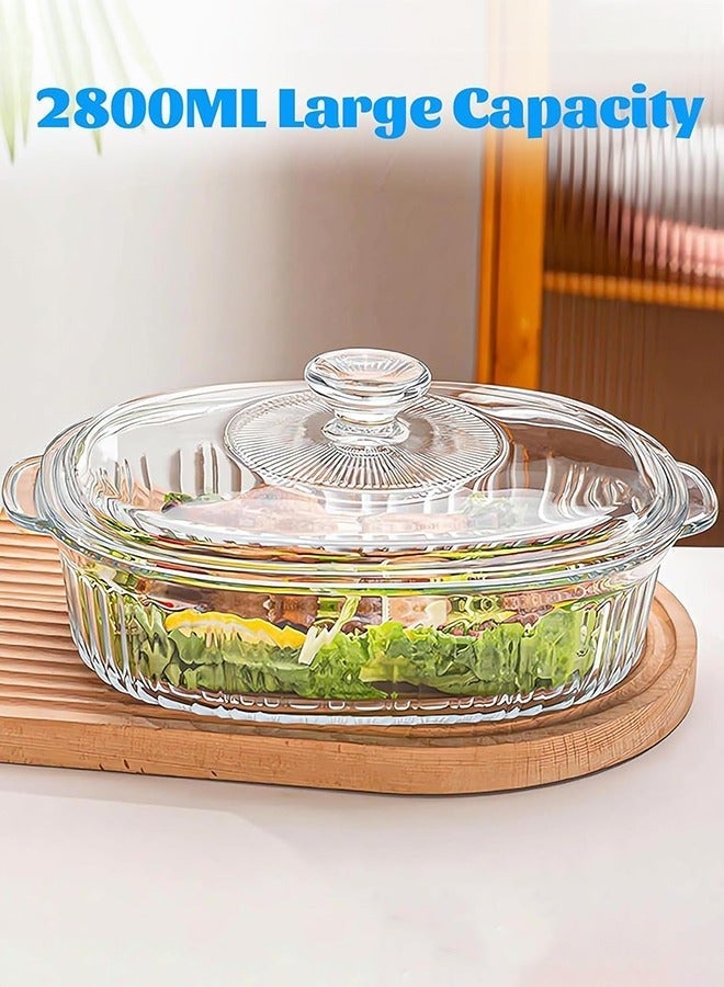 Arabest Glass Casserole Baking Dish, Set of Casseroles With Glass Lids, 2.8L Oval Glass Casserole Dish, Borosilicate Glass, Large Oval Casserole Dish for Oven, Casserole Dish with Lid - Image 5