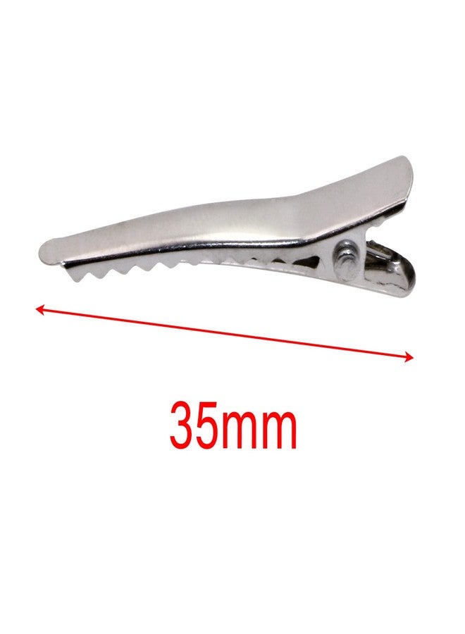 Shapenty Metal Hair Clips Alligator Teeth Prongs Hair Clips Hairpins Clamps Holders for Women Girl Hair Bow Accessories Making Hair Salon DIY Arts Crafts Projects, 30PCS (35mm, Silver) - Image 2