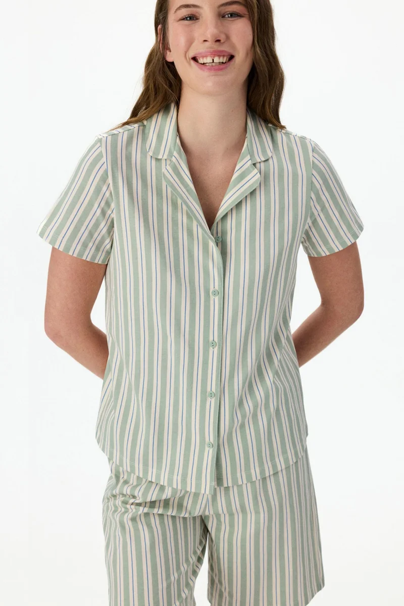 Penti PENTI Comfortable Striped Short Sleeve Shirt Pajama Set