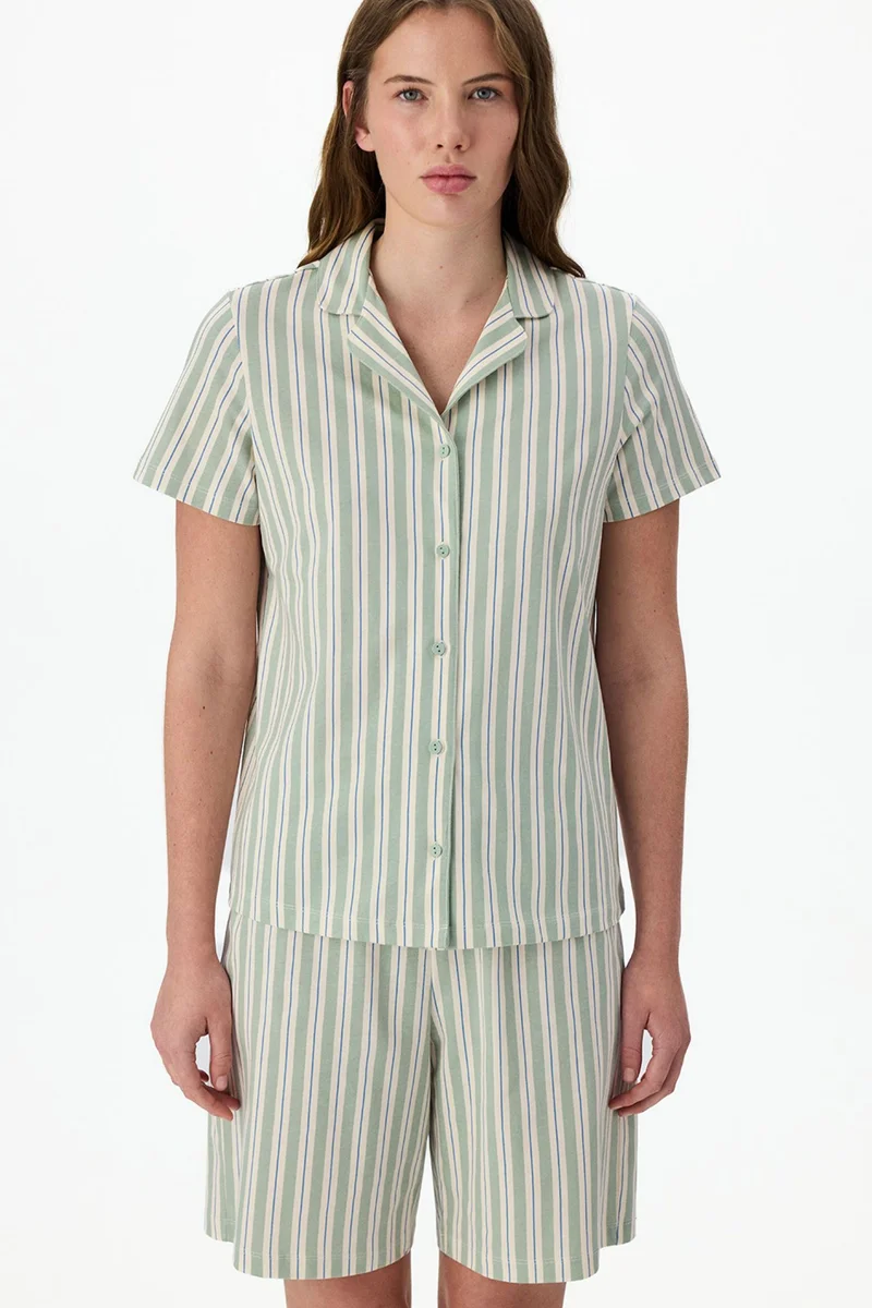 Penti PENTI Comfortable Striped Short Sleeve Shirt Pajama Set