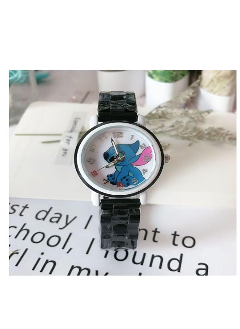 STITCH Stitch Children's Cartoon Waterproof Student Watch Black  - Image 1