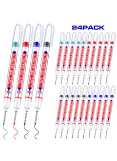 Eersida Multi-Purpose Deep Hole Marker Pens Long Deep Nib Markers 20Mm Long Head Drill Markers Colorful Waterproof Carpenter Pens For Construction Bathroom Woodworking(24 Pieces)  - Image 1