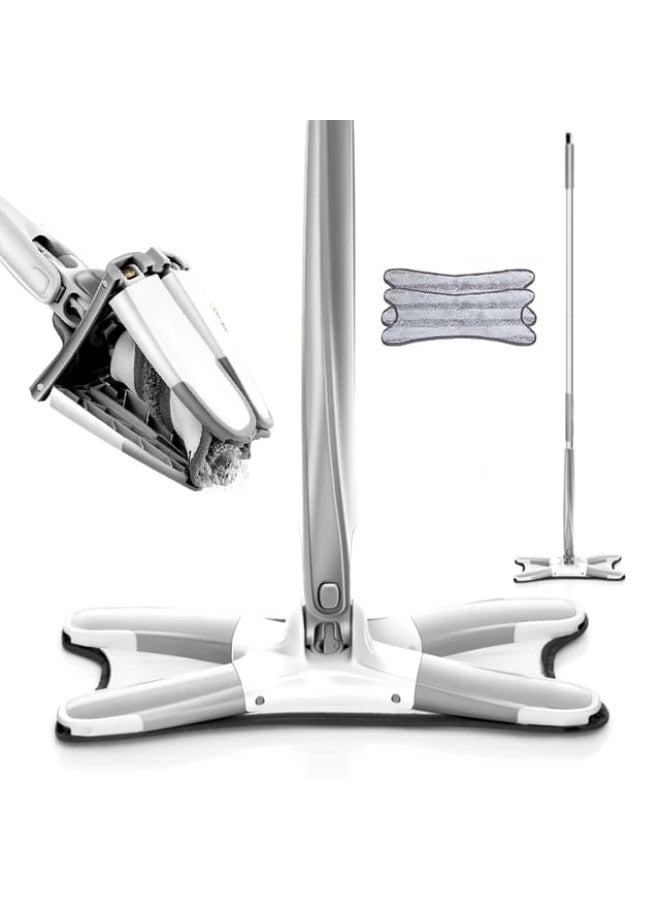 X-Shape Self-Wringing Flat Mop – Hands-Free Floor Cleaning Mop with 360° Swivel Head, Extendable Handle & Reusable Microfiber Pads for Tile, Hardwood & Laminate Floors - Image 2