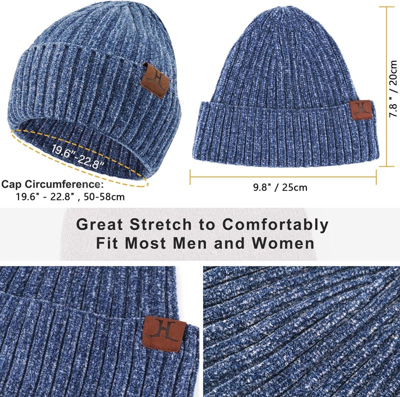 AQOTHES Womens Winter Knit Warm Hat Beanie Long Scarf Touch Screen Gloves Set Skull Caps Neck Scarves for Women - Image 2