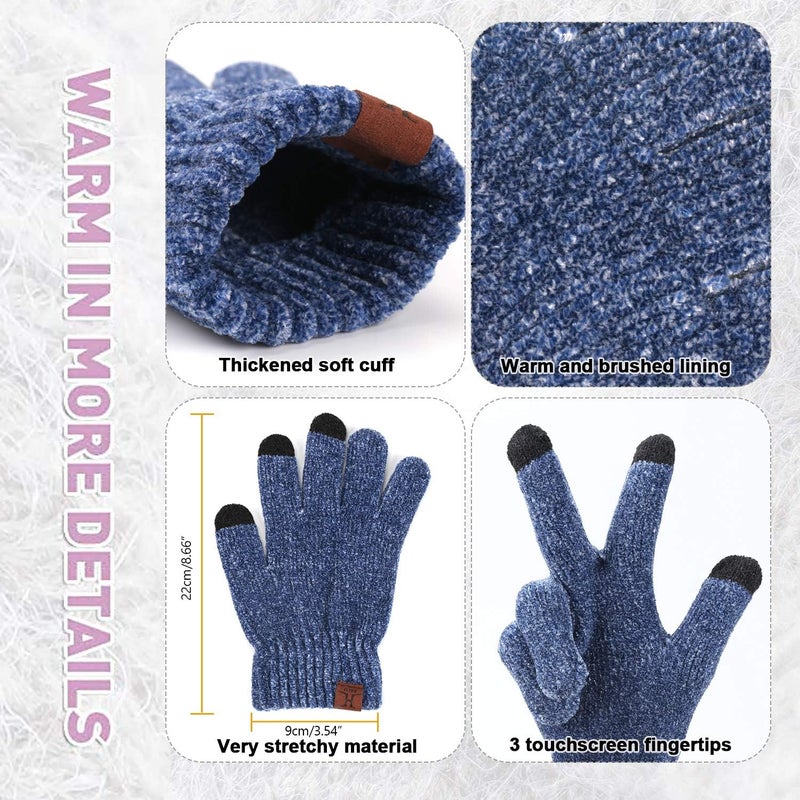 AQOTHES Womens Winter Knit Warm Hat Beanie Long Scarf Touch Screen Gloves Set Skull Caps Neck Scarves for Women - Image 4