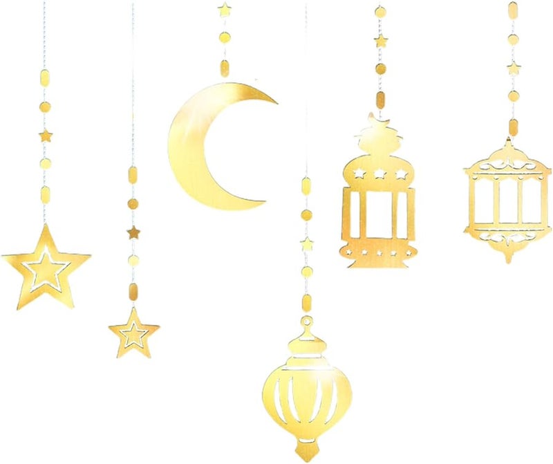 Gold Card Star Moon Lamp Garland Ramadan Eid Home Decor Party Hanging Ornaments - Image 3