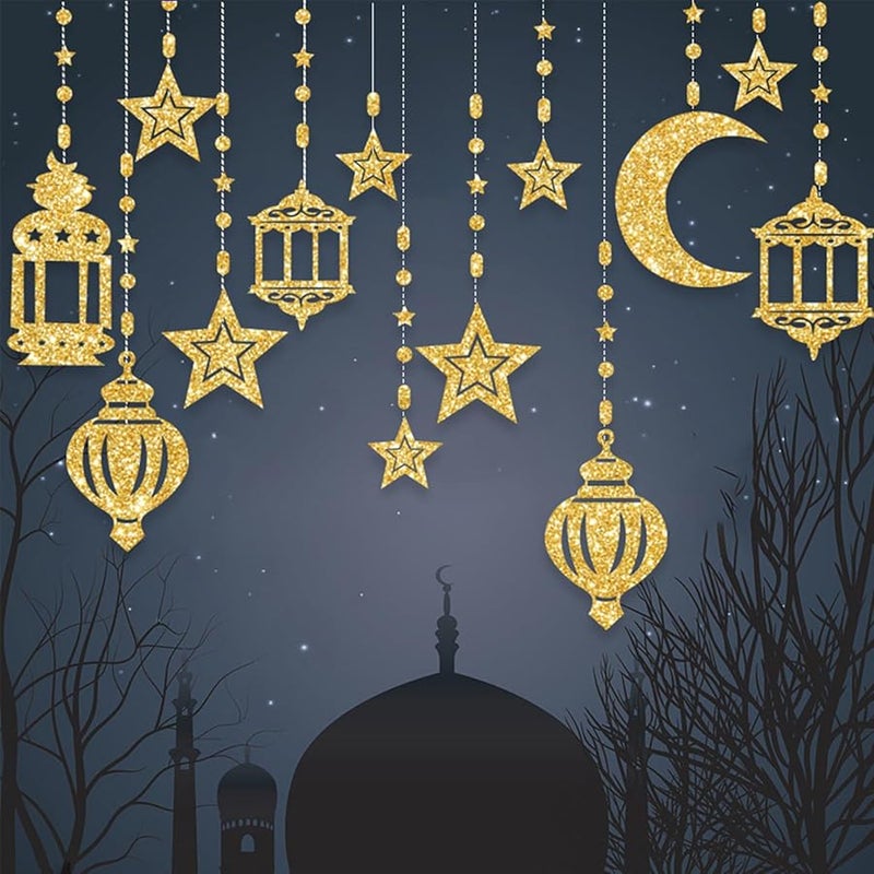 Gold Card Star Moon Lamp Garland Ramadan Eid Home Decor Party Hanging Ornaments - Image 4
