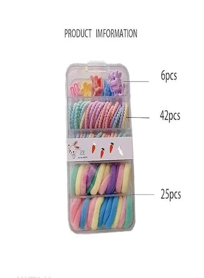 DEEPASHRI Soft Colourful Hair Accessories Set for Girls, Kids | Includes Hair Ties, Mini-Clutchers and Rubber Bands for Easy Styling | Multicolour (Pack of 1) - Image 3