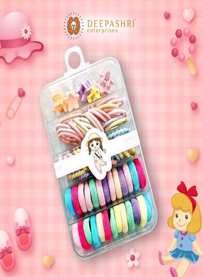 DEEPASHRI Soft Colourful Hair Accessories Set for Girls, Kids | Includes Hair Ties, Mini-Clutchers and Rubber Bands for Easy Styling | Multicolour (Pack of 1) - Image 5