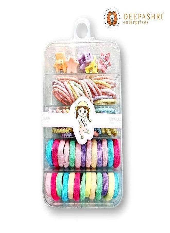 DEEPASHRI Soft Colourful Hair Accessories Set for Girls, Kids | Includes Hair Ties, Mini-Clutchers and Rubber Bands for Easy Styling | Multicolour (Pack of 1) - Image 2