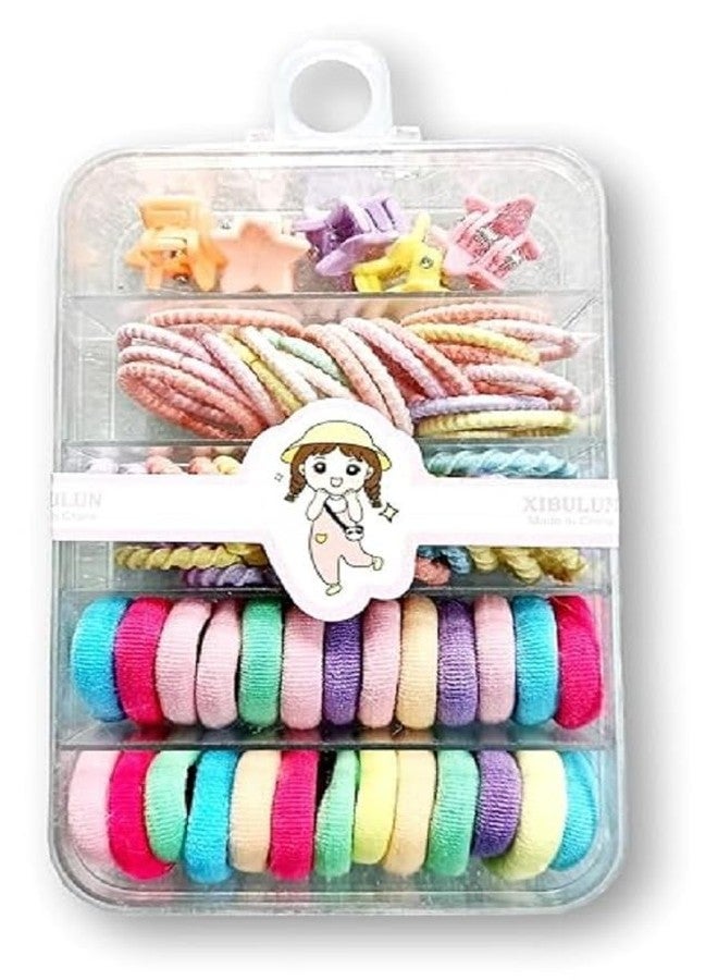 DEEPASHRI Soft Colourful Hair Accessories Set for Girls, Kids | Includes Hair Ties, Mini-Clutchers and Rubber Bands for Easy Styling | Multicolour (Pack of 1) - Image 1
