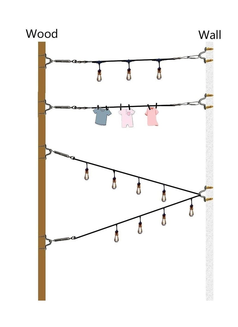Generic String Light Hanging Kit 200FT Outdoor Light Hanging Kit Globe String Lights Suspension Kit Vinyl Coated 304 Stainless Steel Cable Outdoor Light Guide Wire Outdoor Light Hanging Kit  - Image 4