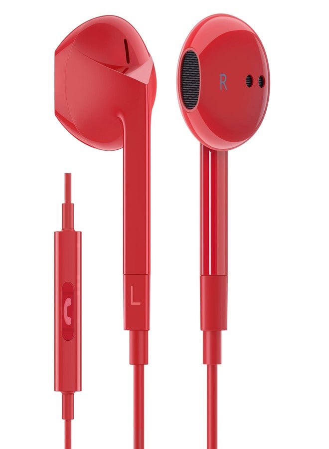LUDOS Ferox USB C Headphones, 5 Year Warranty for iPhone 15 Pro Max Plus Samsung Galaxy S23 Ultra S22 S21 FE S20 A53 A54, USB Type C Earphones with Microphone In-Ear with Cable for iPad Pro - Red - Image 1