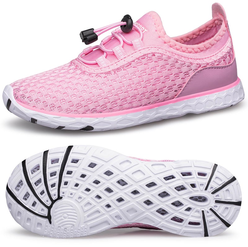 DOUSSPRT Water Shoes for Kids Boys Girls Quick Dry Beach Sports Swim Pool Aqua Shoes for Toddler/Little Kid/Big Kid Pink 12 - Image 1