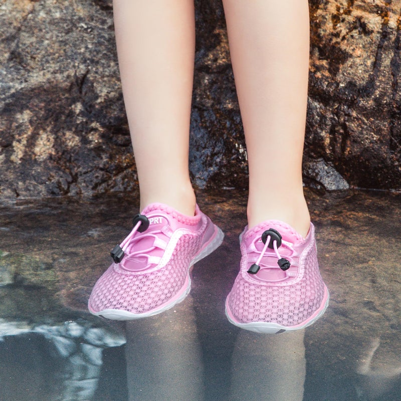 DOUSSPRT Water Shoes for Kids Boys Girls Quick Dry Beach Sports Swim Pool Aqua Shoes for Toddler/Little Kid/Big Kid Pink 12 - Image 2