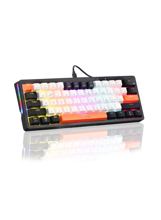 GAMEON AEROX GOMK160-RS 60% RGB Mechanical Wired Gaming Keyboard, Red Linear Switch, 68 Keys, Hot-Swappable, Anti-Ghosting, Detachable USB-C Cable, English-Arabic Layout, Compact Esports Keyboard - Image 1