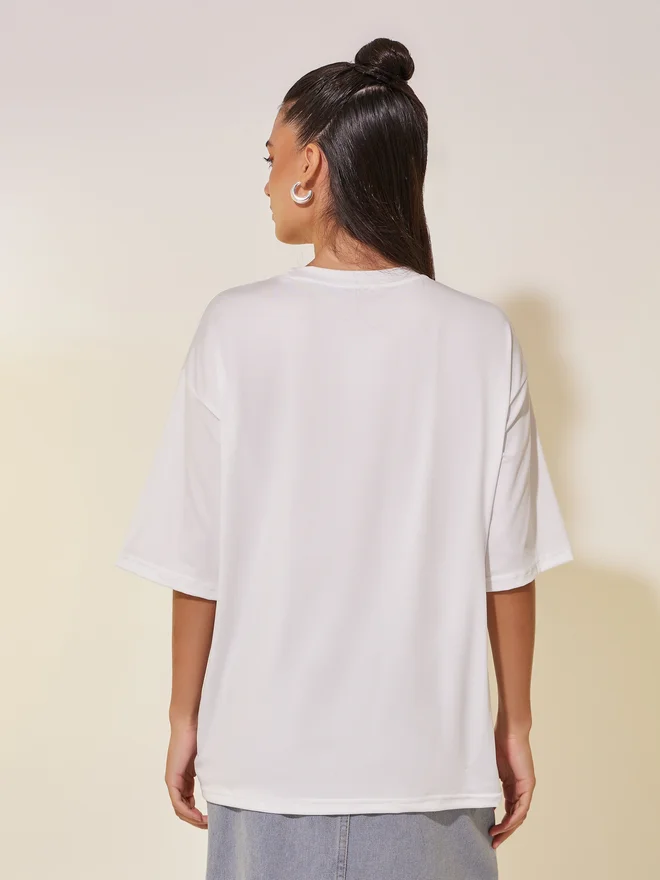 Take Two Take Two Slogan Print Round Neck Oversized T-Shirt