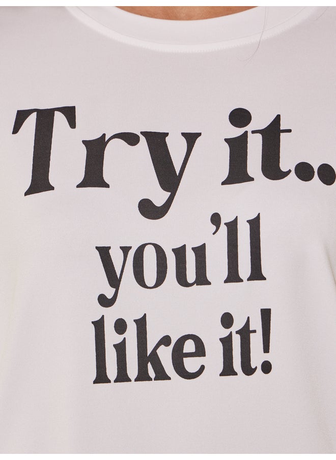 Take Two Take Two Slogan Print Round Neck Oversized T-Shirt  - Image 4