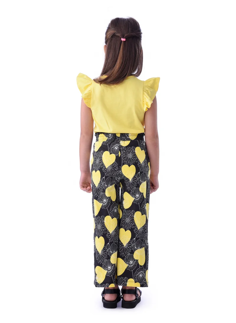 Victor And Jane  Girls' Summer Sleeveless Tee and Straight Pants Yellow and Black Set (2-8 Years) for Women | Best Price UAE