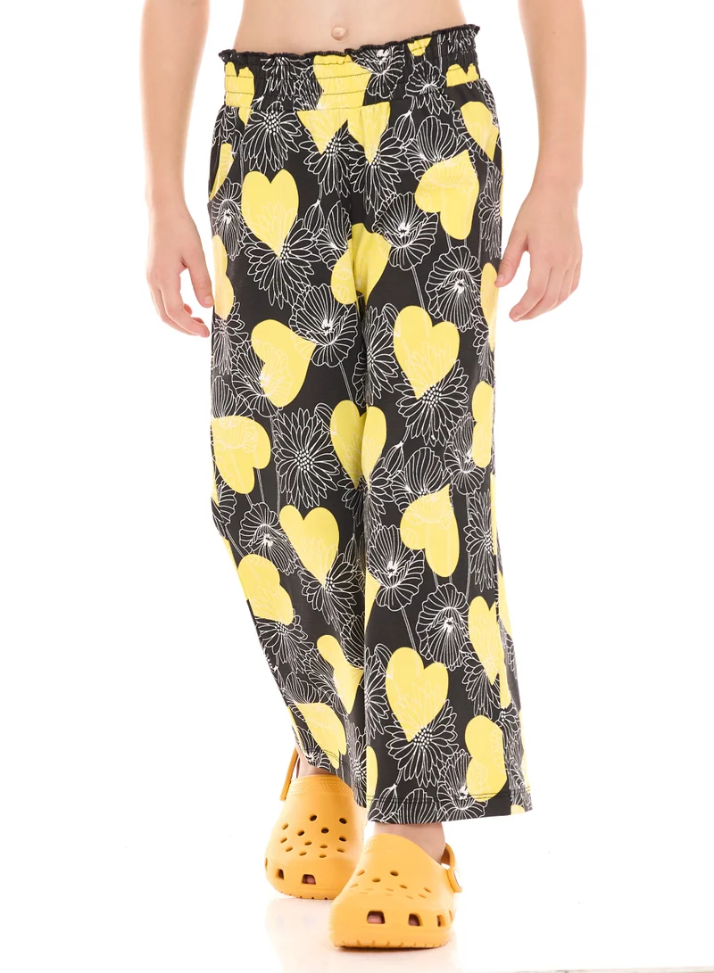Victor And Jane  Girls' Summer Sleeveless Tee and Straight Pants Yellow and Black Set (2-8 Years) for Women | Best Price UAE