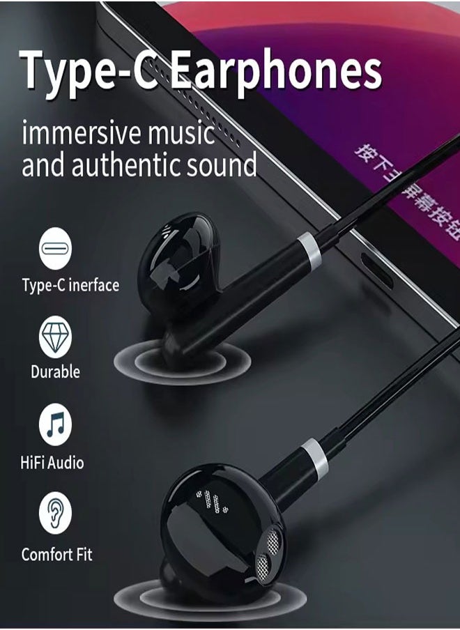 Letv In-Ear Noise Cancelling Headphones With Microphone For IPhone 15 Pro Max Samsung S24 Ultra A53 A54 S23 FE S22 S21 - Black  - Image 2