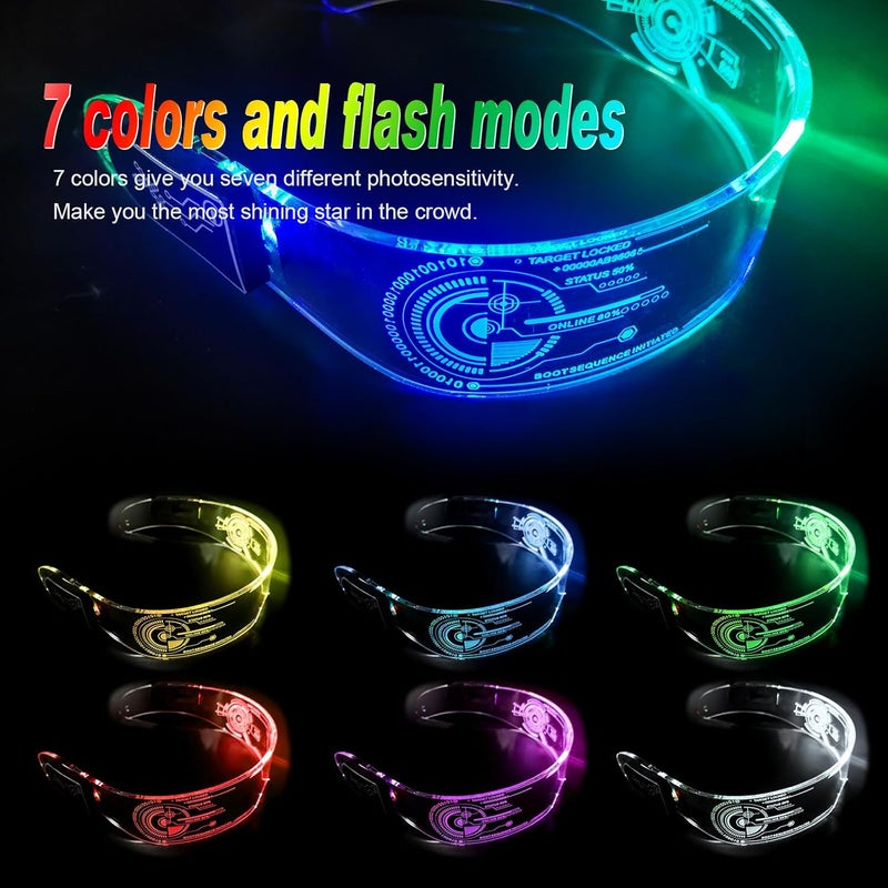 Fency LED Light Up Glasses, LED Visor, Luminous, Cyberpunk Futuristic Cosplay Glasses for Adults - Image 3