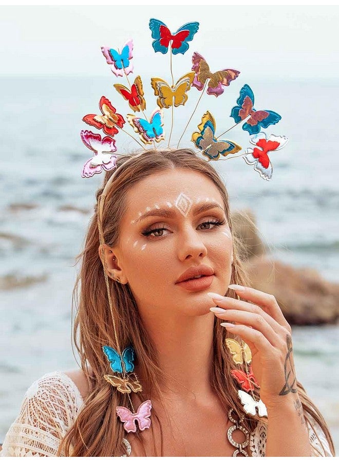Yean Butterfly Headband Colorful Tassel Fairy Hair Hoop Butterflies Headdress Halloween Headpieces For Women And Girls  - Image 1