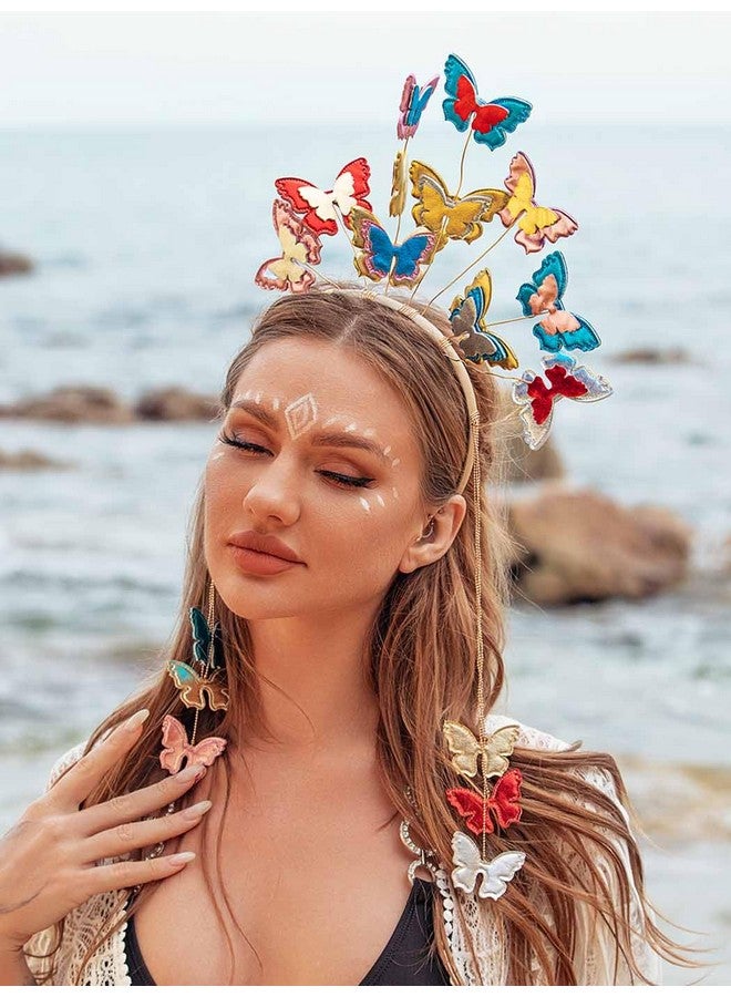 Yean Butterfly Headband Colorful Tassel Fairy Hair Hoop Butterflies Headdress Halloween Headpieces For Women And Girls  - Image 3