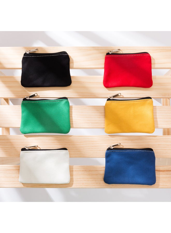 Canvas Coin Purse Card Holder Simple Fabric Design Small Portable Storage Bag For Coins Cards-Color:Ivory Yellow - Image 2