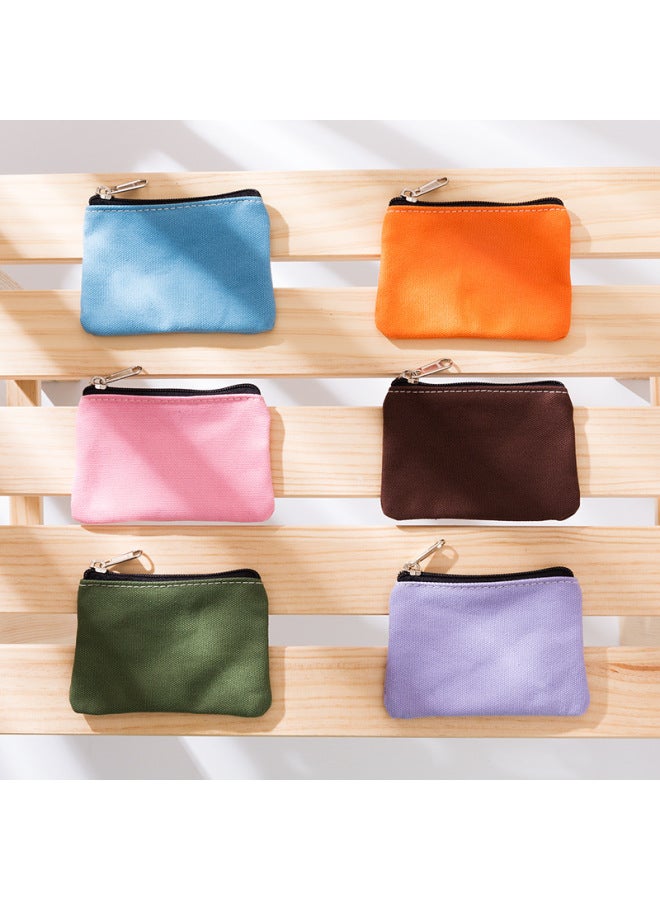 Canvas Coin Purse Card Holder Simple Fabric Design Small Portable Storage Bag For Coins Cards-Color:Ivory Yellow - Image 4