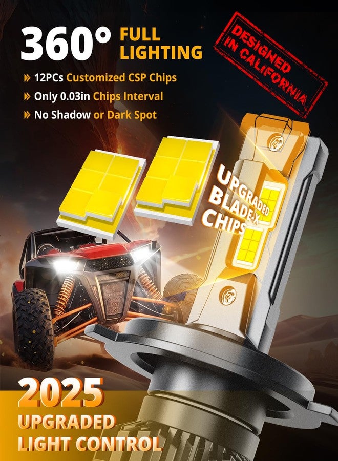 أوكسبيم مصباح ضباب Auxbeam H4 9003، سلسلة F22، بقوة 24000 لومن، مصباح رياضي H4 للاستخدام على الطرق الوعرة أو مصباح ضباب - عبوة من قطعتين - Image 3