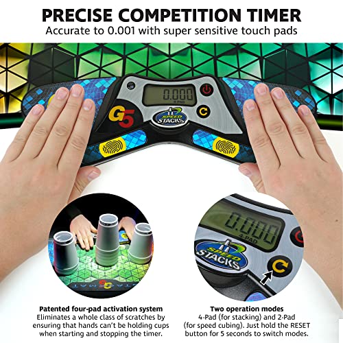 SPEED STACKS سرعة الأكواب | G5 ستاك مات (مؤقت وسطح) | دقة تصل إلى 0.001 ثانية، بطاريات متضمنة | معتمد من جمعيات رياضة الأكواب والتكعيب - Image 3