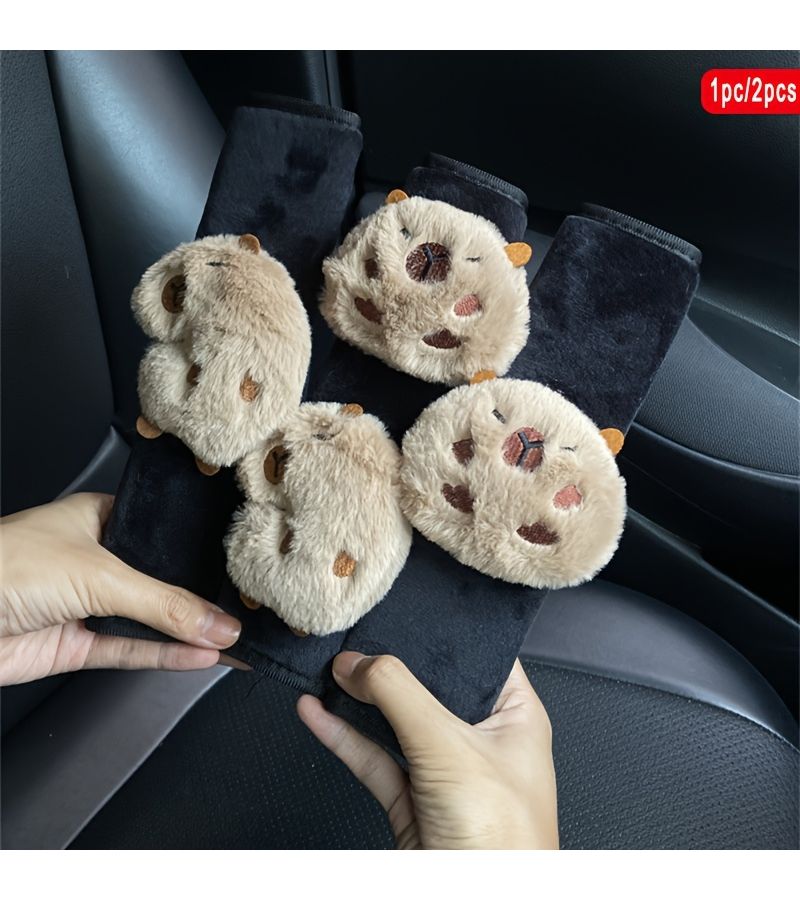Cartoon Capybara Car Seat Belt Covers And Shoulder Protectors For Women Shy Sleeping - Image 1