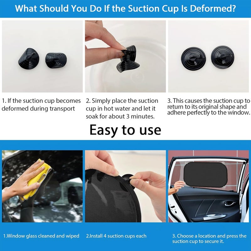 CNMTCCO Side Window Parasol 2-Piece Set with Suction Cups - UV Protection for Cars (Black) - Image 4