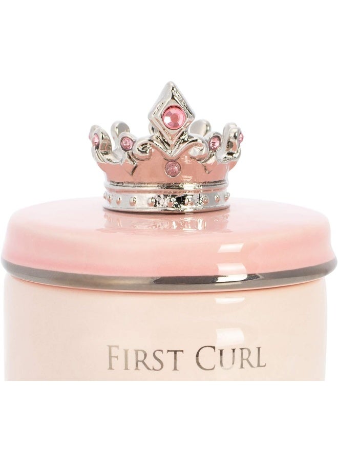 DEMDACO First Tooth and Curl Pink Ceramic Stoneware Children's Stackable Keepsake Box - Image 2