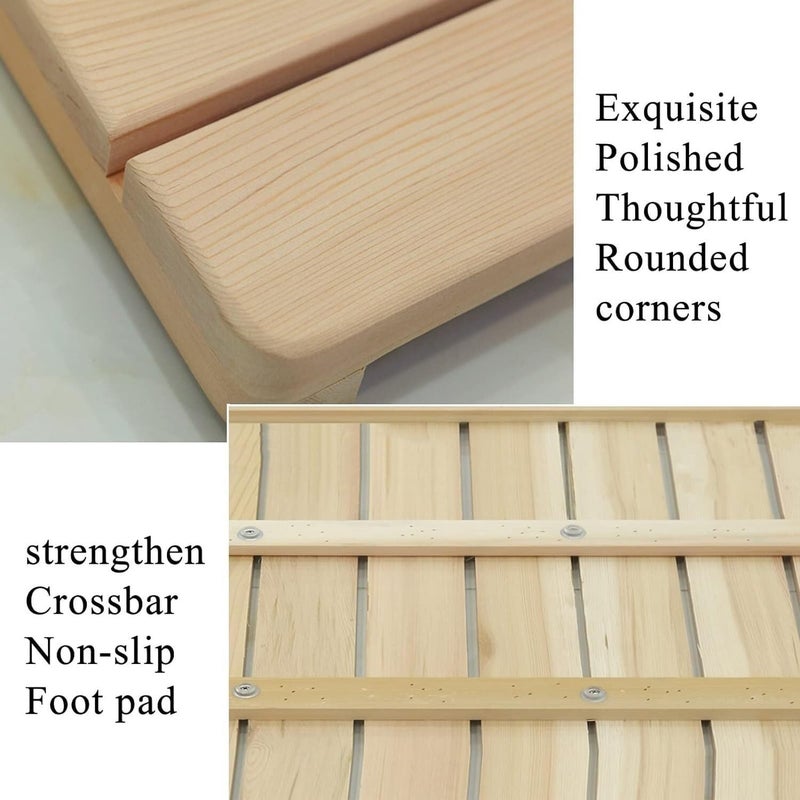 Wood Shower Bath Mat Rectangular Slats Splice Restroom Non-Slip Foot Pad Duck Board Custom Size(60x60cm) - Image 3