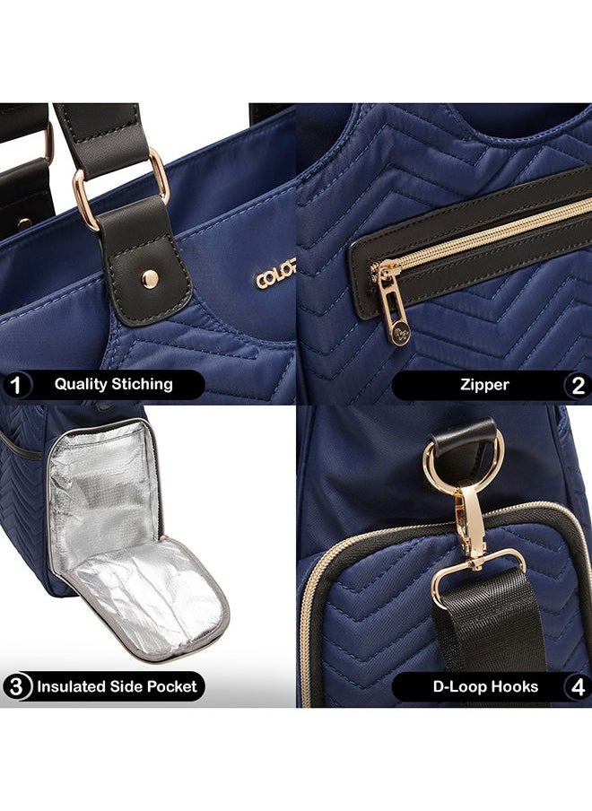 Little Story - Matilda Diaper Bag With Adjustable Padded Shoulder Strap - Navy Blue - Image 1