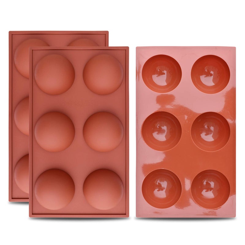 homEdge Large 6Cavity Semi Sphere Silicone Mold 3 Packs Baking Mold for Making Hot Chocolate Bomb Cake Jelly Dome Mousse